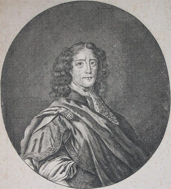 Zeitgenössisches Porträt des Barockdichters Quirinus Kuhlmann im Halbprofil.